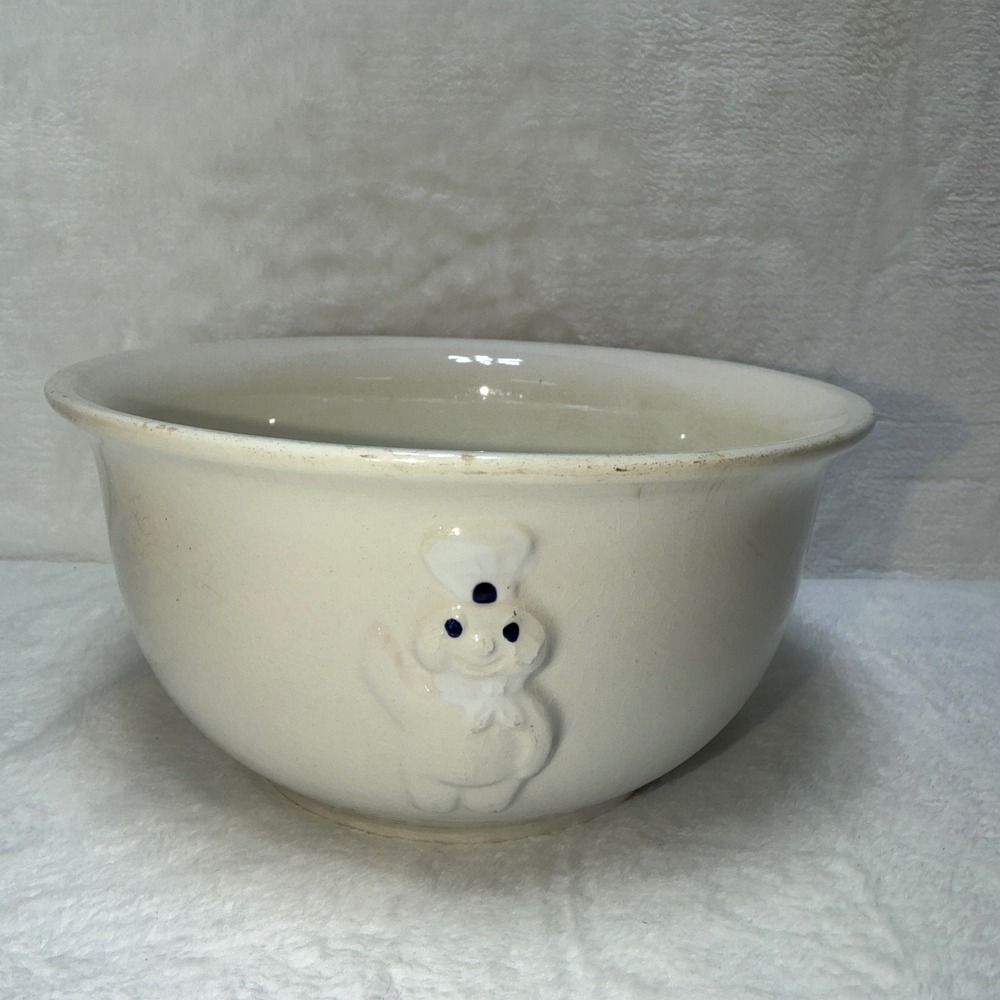 VTG Pillsbury‎ Doughboy Ceramic Mixing Bowl Embossed **SEE READ